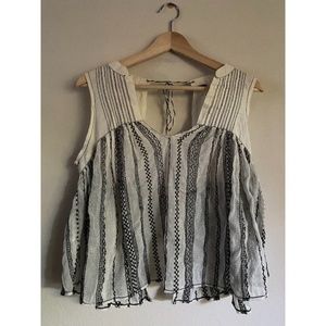 Free People Black & White Striped Sleeveless Top